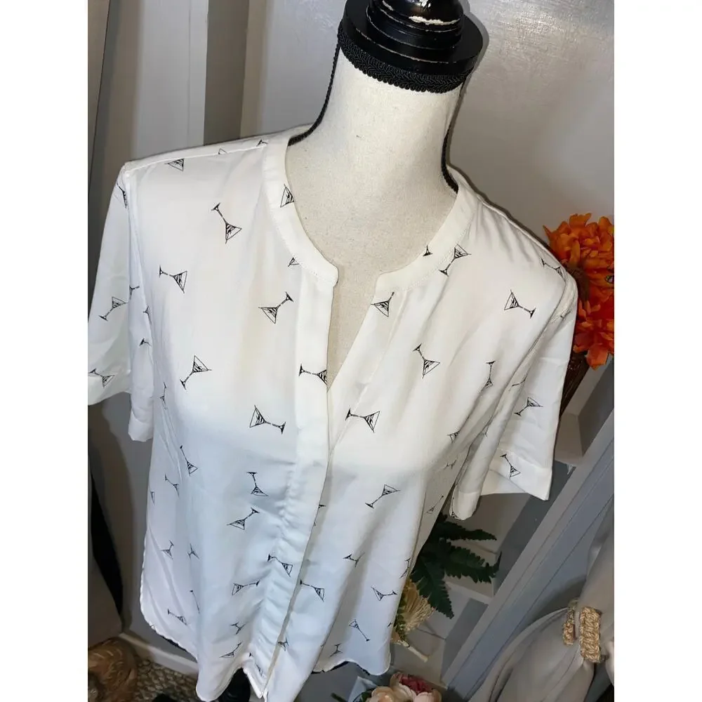 Stunning Jasmine & Juliana size Small GUC White Button Down White Cocktail Top